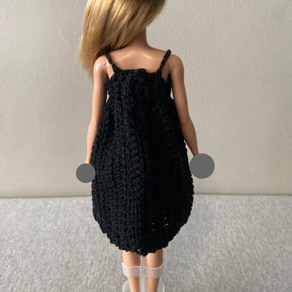 Handmade Crochet Halloween Black Gold Witch Outfit for 29cm Doll 2-Piece Set - Picture 10 of 12